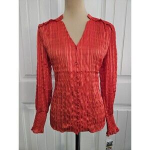 Nanette Lepore Striped Lurex Blouse In Saffron Sun M Button Down Nwt Top Career